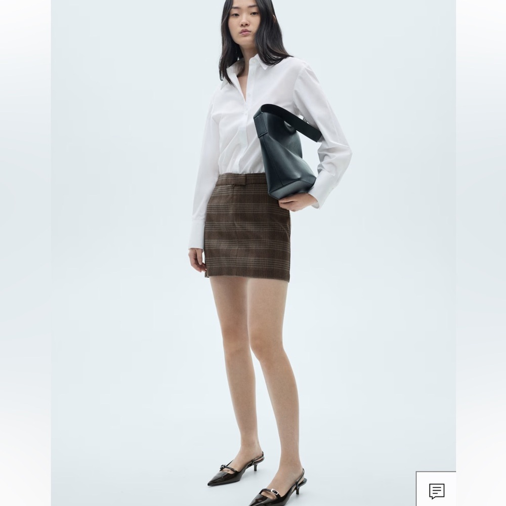 Mango Brown Plaid Mini Dress